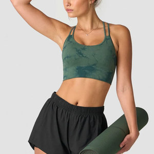 Soutien-gorge de sport court pour femme, motif sublimation, dos croisé ajustable, 75% Nylon 25% Spandex - Product Image 3