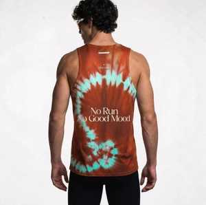 Débardeur sans manches pour homme, style sportif, col rond, séchage rapide, en polyester tricoté, motif rouge et bleu, tie-dye - Product Image 2