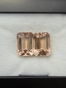 Par de Gemas de Morganita Natural, Corte Octogonal de 10x14 mm, Color Durazno, Piedras Sueltas para Joyería, 16.39 Quilates, Shamim Gems - Product Image 2