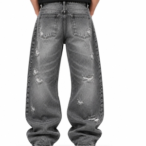 Men Denim Baggy Pants <b>Waist</b> Straight Leg Casual Style Loose Fit Cotton Washed <b>Waist</b> Loose Fit Cotton Streetwear Autumn Wear - Product Image 2