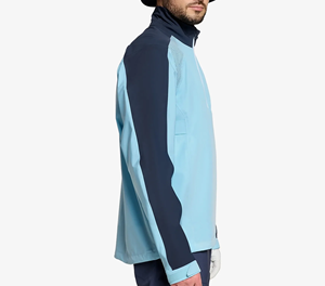 Veste de sport athlétique respirante pour homme, col zippé, bleu marine clair, coupe régulière, en polyester tricoté, idéale pour le printemps - Product Image 2