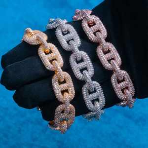 สร้อยข้อมือเพชรแบบมาริเนอร์ลิงค์สุดหรูสำหรับผู้ชาย สีเงิน สีทอง สไตล์ฮิปฮอป ประดับเพชรเต็มเส้น เครื่องประดับพรีเมียม - Product Image 2