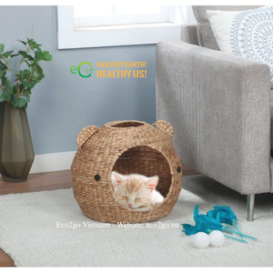 Vida Natural para Mascotas |   Cama para Mascotas Ovalada Tejida a Mano de Jacinto de Agua |   Pedidos al por mayor y personalizados desde Vietnam - Product Image 2