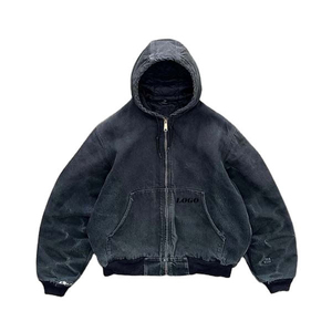 Sweat-shirt à capuche oversize en denim délavé pour homme, style streetwear décontracté en coton uni, collection automne - Product Image 2