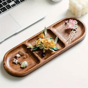 Plateau de rangement et de service élégant avec design compartimenté, finition lisse, facile à transporter, idéal pour le thé, le café, les collations, la décoration de la maison - Product Image 1
