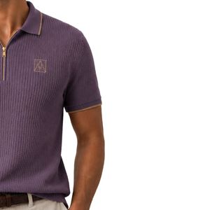 Camisa Polo de Punto Personalizada para Hombre, Cierre Dorado, Manga Corta, Tejido Texturizado de Lujo, Logotipo Personalizado, Camisa de Golf de Diseñador OEM - Product Image 4