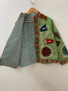 Luxury Handmade Cotton Velvet Suzani Embroidery Boho <b>Hippie</b> Women Winter <b>Jacket</b> Indian Unisex Resort Fashion Coat Wholesale - Product Image 3