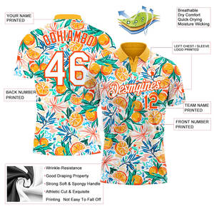 Polo de Golf con Diseño de Patrón 3D Naranja y Blanco, Polo Deportivo Transpirable para Entrenamiento de Golf y Uso Casual - Product Image 3