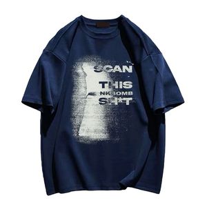Camiseta Unisex de Algodón Slub con Número Estampado, Manga Corta, Holgada, para Hombre, Estilo Casual de Verano - Product Image 4