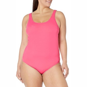 Conjunto de Bikini Rosa para Mujer, Cuello Cuadrado, Color Sólido, Tejido Elástico, Estilo Bandeau, Braguita Cheeky, Transpirable, Corte Regular, Estilo Tank Top, 3 Piezas - Product Image 4