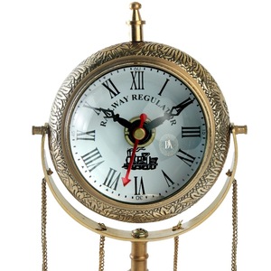 Reloj de Escritorio Circular de Latón con Números Romanos, Diseño Tradicional, Funciona con Batería, Movimiento Mecánico, Sonido de Campana Cada Hora - Product Image 5