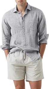 Camisa de Vestir de Lino de Manga Larga para Hombre, Corte Entallado, con Cuello Clásico, Transpirable y Antiarrugas, Ropa de Verano - Product Image 2