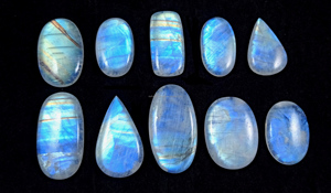 Natural <b>Rainbow</b> Moonstone Cabochon Handmade Gemstone Stone for Jewelry Making Mix Shape Size White/BlueColor - Product Image 2