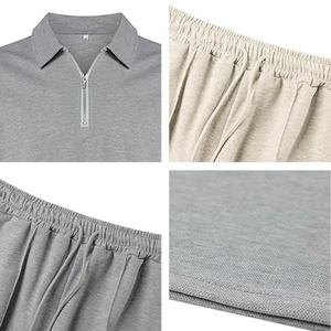 Conjunto de 2 piezas de camiseta y pantalón corto de algodón personalizado para hombre, talla grande, con cremallera, estilo polo, para verano, venta al por mayor - Product Image 2
