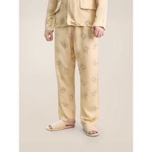 Pantaloni lunghi da donna con motivo a Rayon in formato giallo M - Product Image 1