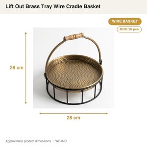 Handmade 28 cm Brass & Black Metal Wire <b>Basket</b> Two-in-One Lift <b>Tray</b> Cradle for Home Decor Hotels Weddings for Food Storage - Product Image 4