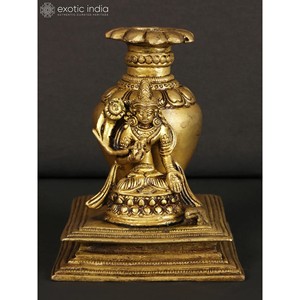 4-Inch <b>Small</b> Handmade Kuber Design Brass <b>Vase</b> for Home Decoration and Gifting Purpose Made in India - Product Image 1
