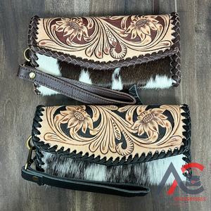 กระเป๋าหนังแท้และหนังวัวลายแกะสลัก พร้อมสายคล้องข้อมือ ดีไซน์หรูหรา จุของได้เยอะ เหมาะสำหรับผู้หญิง สไตล์คาวบอยตะวันตก - Product Image 1