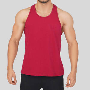 Camiseta sin mangas roja para hombre, cuello en V, transpirable, de secado rápido, poliéster/algodón, tejido de punto, talla grande, ropa deportiva, logotipo frontal - Product Image 3