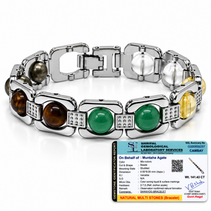 Bracelet en métal argenté en gros avec perles de pierres précieuses naturelles Pyrite, Jade Vert, Citrine et Quartz Clair pour Hommes et Femmes - Product Image 3