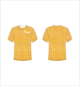T-shirt personnalisé sublimé, imprimé intégral, motif pois jaune doré, unisexe, col rond, respirant, en polyester, Ferocious Clothing - Product Image 1