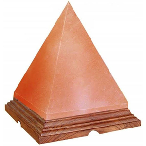 Lampe de sel en cristal d'Himalaya 100% naturel pur, en forme de pyramide, avec base en bois rose raffinée, emballée en bouteille et sachet. - Product Image 4