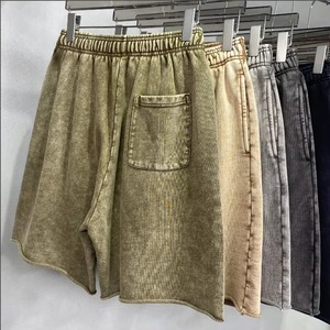 Shorts en molleton 100 % coton de haute qualité, délavage vintage, tissu molletonné épais avec logo de marque personnalisé pour l'approvisionnement en vêtements - Product Image 4