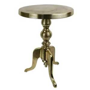 Premium Antique Brass Aluminum <b>Round</b> <b>Side</b> <b>Table</b> Ribbed Pedestal Tripod Base Vintage Gold Accent <b>Table</b> for Living Room Bedroom - Product Image 3