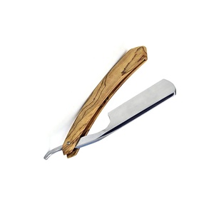 Meilleure société Pissco pour rasoirs de barbier manche en bois bord droit rasoir de rasage en acier inoxydable avec pochette en cuir Logo personnalisé - Product Image 5