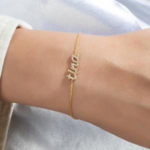Pulsera con Nombre de Diamantes Personalizada, Oro de 14K, Joyería Minimalista Personalizada, Regalo para Mujer, Cumpleaños, Especial, Certificado IGI - Product Image 4