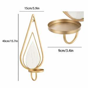 Ensemble de appliques murales en métal doré en forme de goutte d'eau, design superposé, éclat doux, décoration élégante et contemporaine pour la maison - Product Image 2