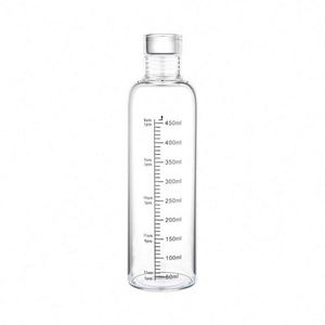 Bouteille d'eau de voyage en verre avec logo personnalisé - Scellée, idéale pour le fitness et le camping, avec échelle de temps et support pour gobelet - Product Image 1