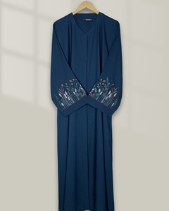 Abaya noire en rayonne, longue, à manches longues, ample, modeste, brodée, pour les fêtes et la prière, ODM - Product Image 6