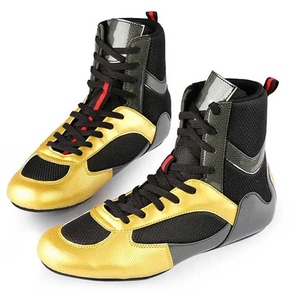 Zapatos de Boxeo Personalizados OEM para Hombre, de Caña Alta, Ligeros, Transpirables, en Dorado y Negro, Botas de Boxeo Profesionales, Zapatos de Lucha Libre - Product Image 4