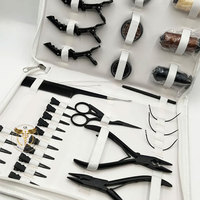 Kit de démarrage complet pour extensions de cheveux – Ensemble d'outils à micro-anneaux avec pinces, perles, fils, clips et ciseaux pour usage professionnel en salon