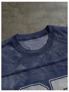 Custom Men Football Jersey Shirt Breathable <b>Mesh</b> <b>Short</b> Sleeve Crew Neck Number Print Sports Tee OEM Bulk - Product Image 4