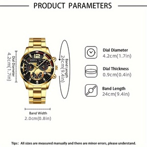 Relojes de pulsera de acero inoxidable para hombre NW1501, estilo ejecutivo, con calendario y collar con colgante de cruz plateada. - Product Image 6