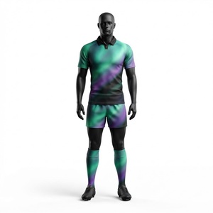 Conjunto de Camiseta y Pantalones Cortos de Rugby Transpirables de Talla Grande de Alta Calidad con Colores y Logotipo Personalizados, 100% Poliéster - Product Image 1