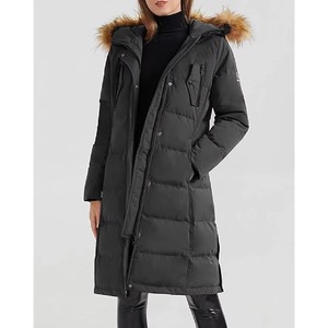 Manteau d'hiver long en duvet pour femme, coupe slim, chaud, coupe-vent, style élégant, col en fourrure véritable, logo personnalisé, luxe - Product Image 6
