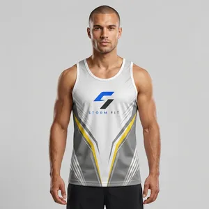 Débardeur sans manches pour homme Storm Fit, impression sublimée, 100 % polyester, séchage rapide, col rond, vêtements de sport pour la gym et les entraînements - Product Image 2