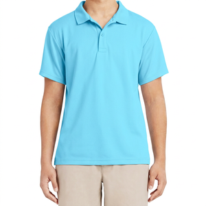 Polo à manches courtes bleu marine pour homme, 100% coton, tricoté, respirant, design uni, décontracté, boutons sur le devant, coupe classique - Product Image 3