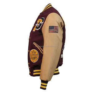 แจ็กเก็ตนักบินทีมตัวแทนสีเทาแฟชั่นฤดูหนาวผ้ากำมะหยี่ปักโลโก้ด้านหน้าของผู้ชายหนังขนสัตว์ดีไซน์ใหม่ - Product Image 3