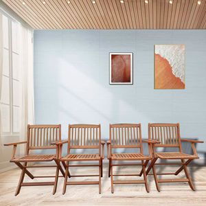 Set da Pranzo Pieghevole a 4 Pezzi per Patio con Sedie Universali in Teak per Interni ed Esterni - Product Image 1