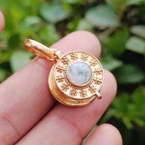 Natural Moonstone Secret Compartment <b>Locket</b> Pendant Handmade 925 Sterling Silver Vintage Style Third Party Certified Unisex - Product Image 4
