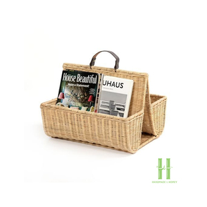 Cesta de Mimbre Hecha a Mano para Revistas y Periódicos, Soporte Decorativo para Libros, Cesta de Almacenamiento de Libros, de Mimbre Natural Sostenible, MÁS VENDIDO - Product Image 5