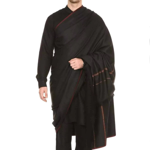 Classic Plain <b>Black</b> Men's Shawl Premium Soft Winter <b>Wrap</b> Traditional Elegant Shawl for Shalwar Kameez and Formal Wear - Product Image 3