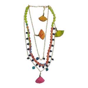 Bohemian Flower Eco-friendly Gold Plated Handmade Beaded <b>Necklace</b> Unisex Statement Jewelry <b>Blue</b> Color Unique Design - Product Image 6
