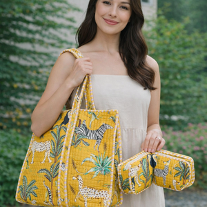 Rajasthani Textile Canvas Tote Bag with Hand Length Shoulder Strap <b>Letter</b> Print Customizable Size in <b>Box</b> for Gift & Daily Use - Product Image 2