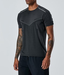 Wholesale <b>Men's</b> Slim Quick Dry Reflective Strip <b>T</b>-<b>Shirt</b> Breathable <b>Cool</b> Fitness Running Gym Fitness Sets Round Neck Short Sleeve - Product Image 5