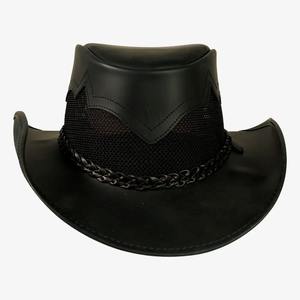 Sombrero Vaquero de Cuero Negro Premium con Malla, Ala Ancha, Estilo Western de Verano con Banda Trenzada, Transpirable, Estilo Rodeo y Rancho - Product Image 6